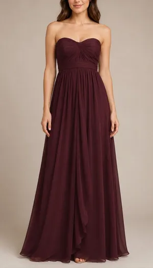Bridesmaid Dress Cabernet Red Size 8 Multiway Formal Chiffon Gown Romantic Wine thumbnail 1