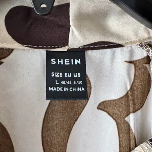 SHEIN Brown and Cream Long Sleeve Dress thumbnail 3