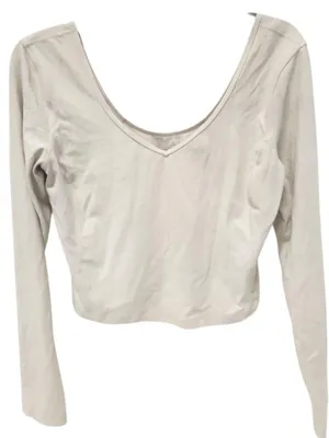 Lululemon Align Cropped Long Sleeve Shirt Womens 8 Beige Nulu Scoop Neck Yoga thumbnail 3