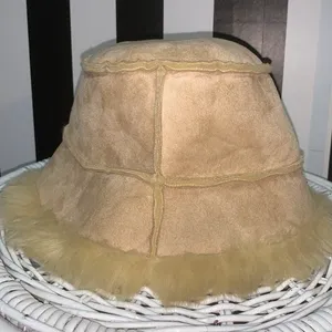 Y2K Vintage Tan Faux Suede /Fur Shearling Bucket Hat Reversible Unisex thumbnail 1