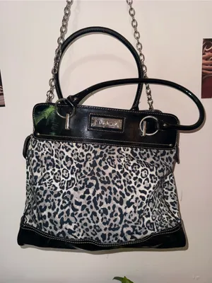 Vintage Chaps Snow Leopard & Patent Leather Shoulder Bag thumbnail 2