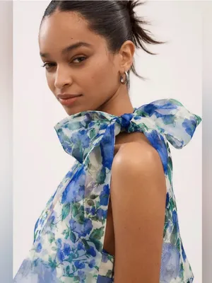 BHLDN Kendall High-Neck Scarf Floral Organza Maxi Dress Size Large thumbnail 4