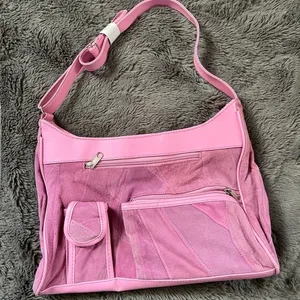 New Retro Pink Suede‎ Haband Purse with Pocket - NWT thumbnail 1