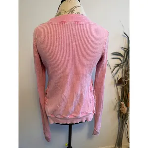 FP One Pink‎ Waffle Knit Long Sleeve Top with Side Ties Size S thumbnail 4