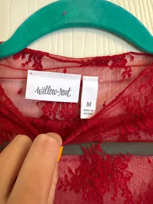 Willow + Root Red lace mock neck top thumbnail 2