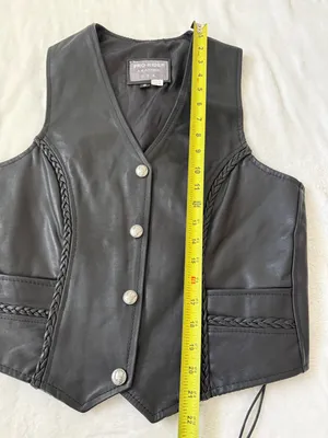 Pro Rider Women’s Black Genuine Leather Motorcycle Biker Vest Lace Up Size S-M thumbnail 9