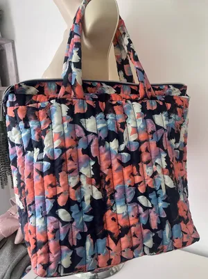 Floral Quilted Tote Bag Pink thumbnail 1