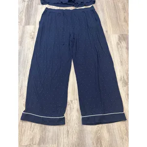 Cozy Earth Navy Blue Pink Polka Dot Bamboo Pajama Set Womens XXL Long Sleeve PJ thumbnail 5