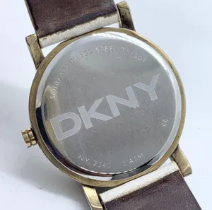 Dkny women watch 34mm gold tone solid stainless steel white Leather band WR runs thumbnail 8