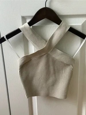 Aritzia Babaton Sculpt Knit Crossover Tank in Beige thumbnail 2