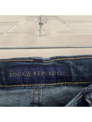 Rock & Republic Dark Wash Straight Leg Denim Jeans Studded Embroidered thumbnail 10