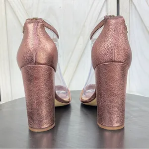 Sam Edelman Yaro Metallic Block Heel Ankle Strap Sandals Copper Pink 7‎ thumbnail 5