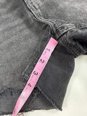 American Eagle Y2K Grunge Black Denim‎ Cutoff Shorts Distressed Raw Hem Womens 4 thumbnail 6