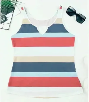 Red, white, and blue striped tank top‎ Size S B47 thumbnail 1