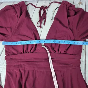 Lulus Love You So Burgundy Long Sleeve V-Neck Maxi Dress Size L New thumbnail 11