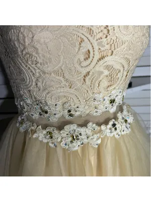 Dancing Queen cream floral sheer mesh dress beaded fairy princess homecoming M thumbnail 9
