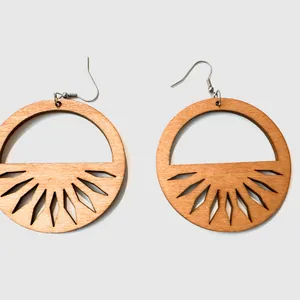Artisan Wooden Sunrise Earrings thumbnail 4
