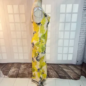VICI yellow floral midi slip sundress with draped neckline size small thumbnail 4