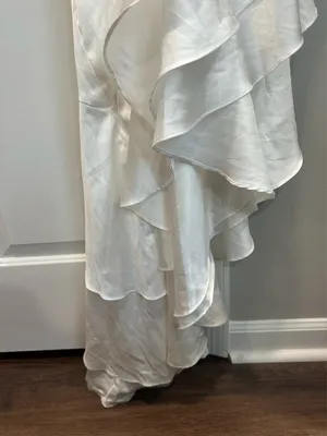 White Asymmetrical Ruffled Gown Mac Duggal Cut-Out 4 thumbnail 5