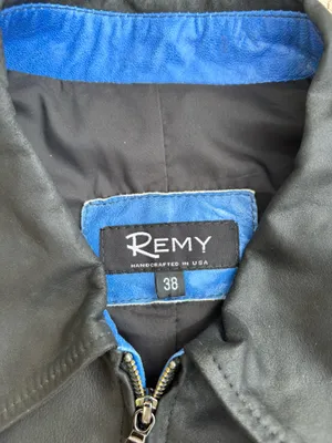 Remy Men's Lambskin Leather Bomber Jacket Black Blue Trim Sz 38 Small thumbnail 5