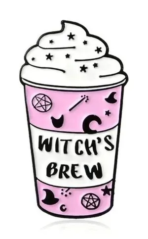 Witch’s Brew Pink Enamel Pin Pastel Goth Halloween Coffee Cup NWT thumbnail 1