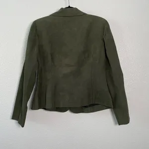 Green Vegan Suede Jacket Size 12 Hobbit Preppy Collar Retro Goblincore‎ Academic thumbnail 2