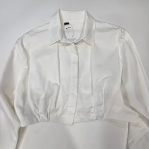 OW Collection Bella Crop Shirt in White Size M thumbnail 4