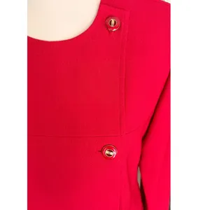 Vintage Red 2 Piece Pant Suit‎ Asymmetrical Button Blazer Pleated Trousers 1980s thumbnail 3