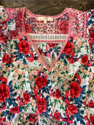 LoveShackFancy Rena Mini Dress Women Medium Red Pink Floral Lace Excellent thumbnail 6