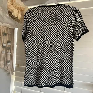 Vintage mod Liz Claiborne Black & White Checkerboard Knit Top Size Small thumbnail 2