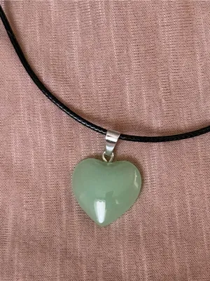 Green Heart Pendant Necklace with Black Cord thumbnail 2