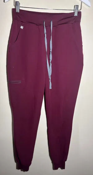 FIGS Jogger Scrub Pants Size S Burgundy Grey thumbnail 1