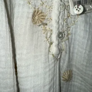 Free People NWT $168 Ivory Aldous Embroidered Button Front Raw Seaming Set S thumbnail 12