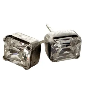 Sterling Silver & CZ Stud Earrings Silver thumbnail 8