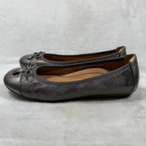 Vionic Minna Gunmetal Silver Snake Skin Ballet Flats Orthotic Size 7.5 thumbnail 9