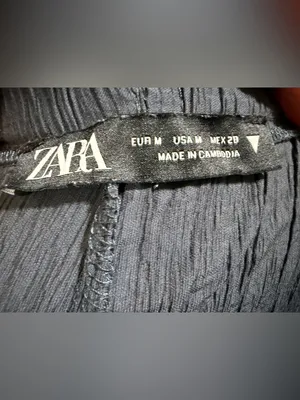 ZARA Wrinkle wide leg pants size Medium Navy thumbnail 7
