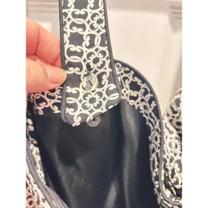White House‎ Black Market 100% Silk Halter Dress Black White Medallion Print 14 thumbnail 6