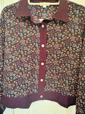 NWT!! LOFT Outlet Mixed Prints Floral Button Down Top thumbnail 3