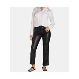 Time and Tru Womens Pants Sz 6 Black High Rise Straight Leg Faux Leather Casual thumbnail 3