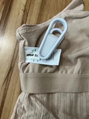 NWT Offline By Aerie Ribbed Lace Crop Tank Built in shelf Bra Beige Sz Small thumbnail 3