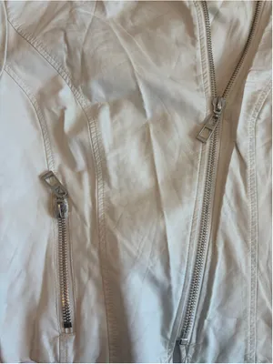 NWT bebe Faux Leather Moto Jacket L Cream Motorcycle Edgy H10 thumbnail 7