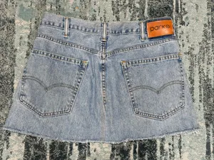PARKE Crossover Denim Mini Skirt sz Large thumbnail 7