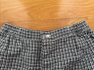 aerie Black & White Gingham Lace-Trim Shorts thumbnail 4