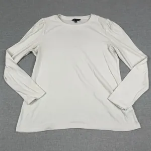 Well Worn T-Shirt Womens L White Crew Neck Long Sleeve Pointelle Knit Top thumbnail 1