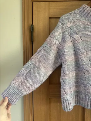 Maeve Anthropologie Rachel Textured Knit Mock Neck Sweater Lavender Women Medium thumbnail 3