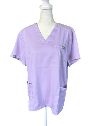 NiaaHinn women's lavender short sleeve v-neck pullover scrub top size medium thumbnail 1