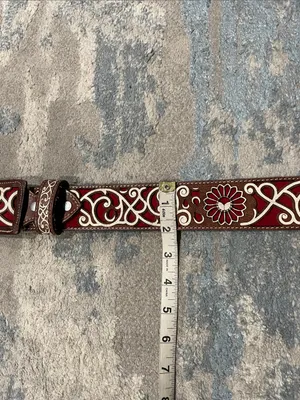 Floral Laser Cut Western Leather Belt Cowgirl Rodeo Size M/L thumbnail 5