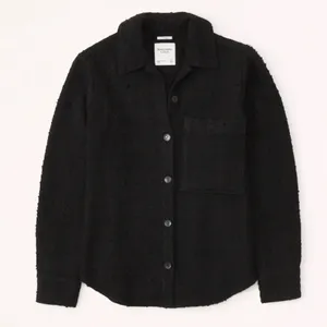 Abercrombie & Fitch Oversized Textured Tweed Button Up Shacket Small Black Coat thumbnail 1