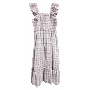 English Factory Plaid Midi Dress W/Ruffles White/Purple Women's Size‎ Small thumbnail 2