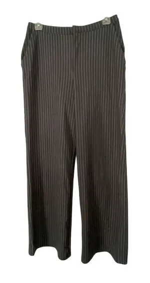 H&M Pinstriped Wide Leg Trousers Gray NWT Size Small thumbnail 1